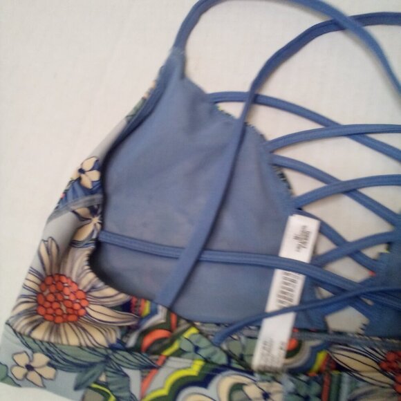 Victoria's Secret Sport Bra M Lace Up Yoga Active No Padding Floral Colorful - Picture 10 of 12